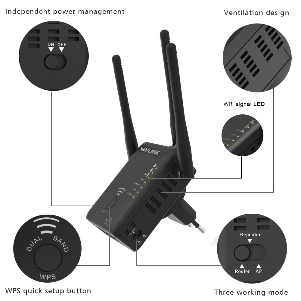 Wavlink wzmacniacz sygnału WiFi 750M wzmacniacz sieci ekspander router wypełniacz Roteador wzmacniacz Wifi 3 antena 802.11a/b/n punkt dostępu