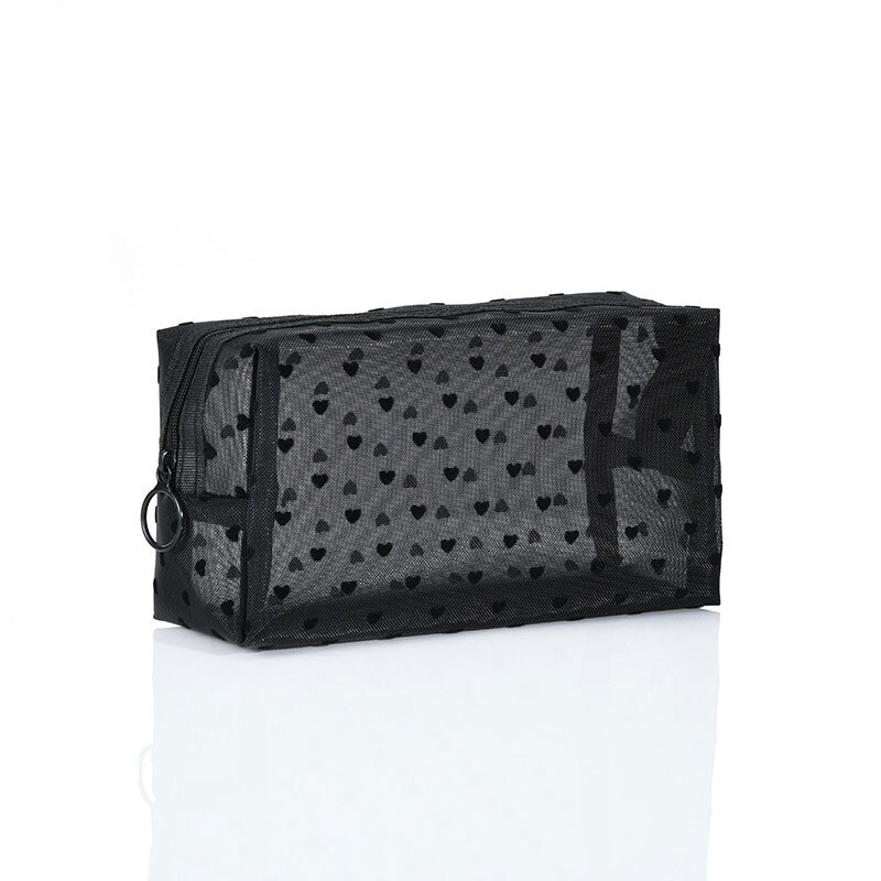 Donne Sacchetto Cosmetico Nero Trasparente Borse Da Toilette Viaggi di Trucco Dell'organizzatore dei Sacchetti Della Cassa Del Sacchetto di Stampa Del Cuore Borsa Della Signora di Nuovo Stile: black big square