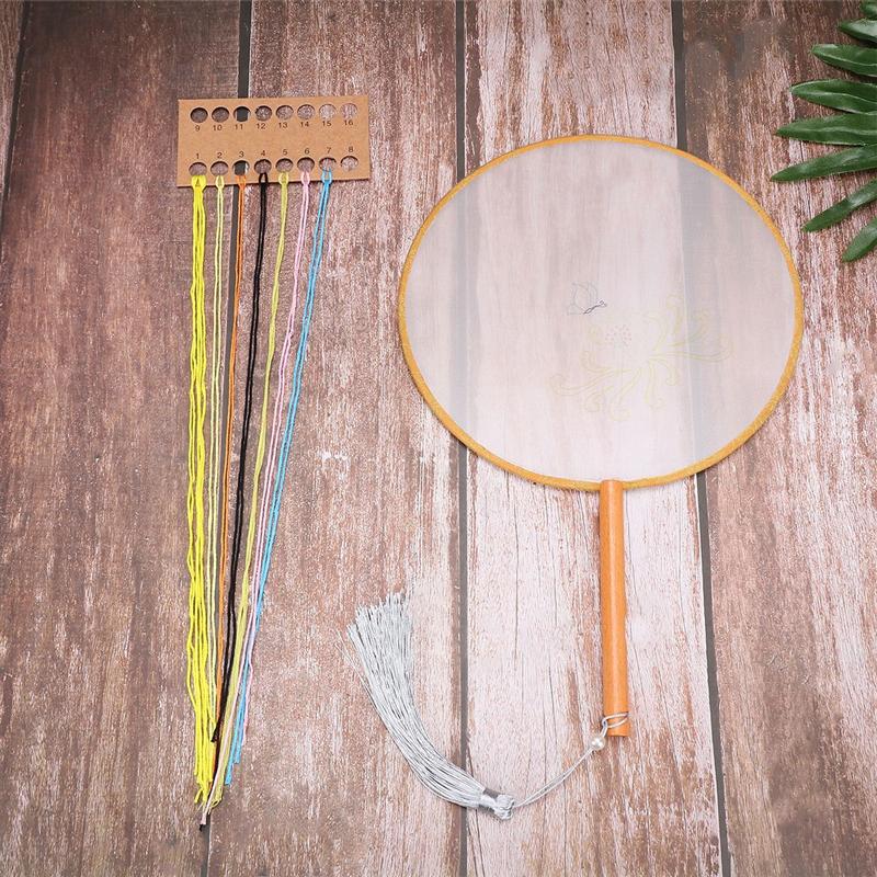 Embroidery Silk Fan Kit Chinese Fan Making Materials Handmade Crafts DIY Supplies for Beginners Adults (Chrysanthemum)
