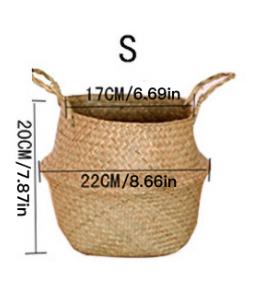 Straw Foldable Hanging Rattan Flower Basket Handmade Wicker Plant Pot Planter Modern Flowerpot Home Decorative: S