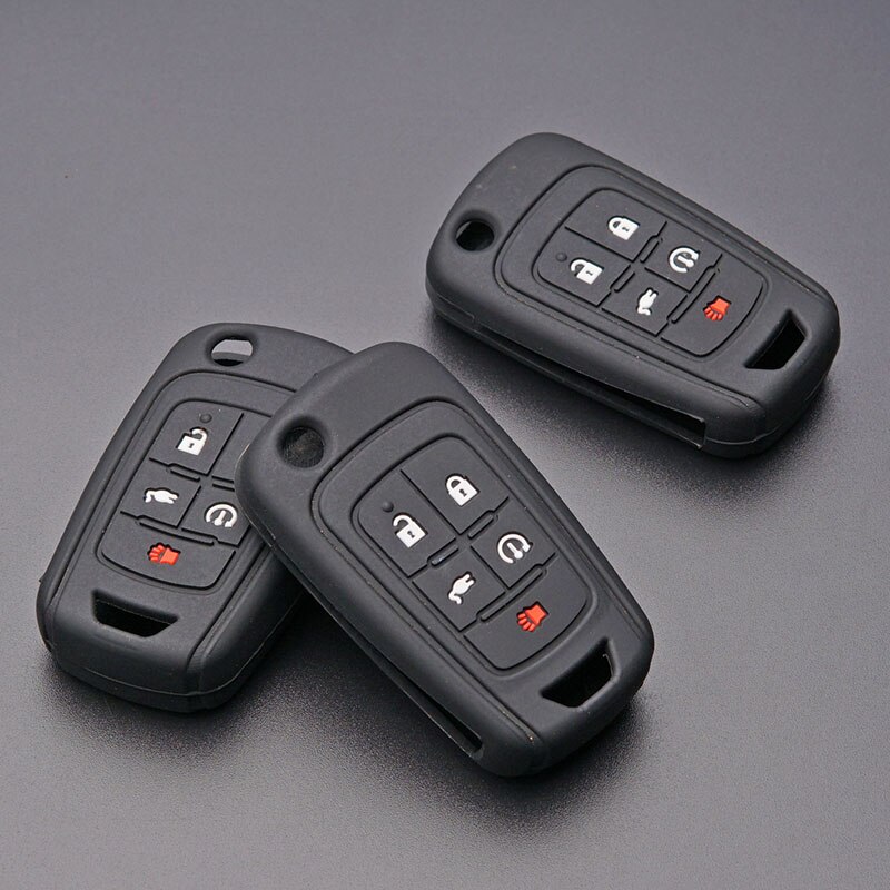 Silikoni auton avaimenperän kansi kotelon pidike kuoripaita chevrolet chevy voltille 5 nappia kauko avaimeton korjaus nahka avaimenperä