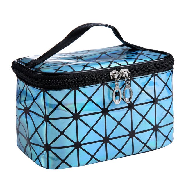 Multifunctional geometric cosmetic bag Women Leather waterproof cosmetic makeup bag travel organizer for toiletry bag: 1