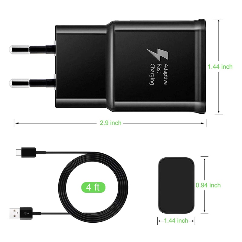Adaptive Fast Charger Adapter For Samsung Galaxy A10 A20 A30 A40 A50 A70 A51 S9 S8 S10 Plus S10e Note 8 9 Charging Type C Cable