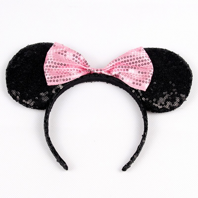 Hårtilbehør minnie mouse øre pandebånd hårbånd til kvinder pailletter sløjfe piger pandebånd fødselsdagsfest hårbånd: 2