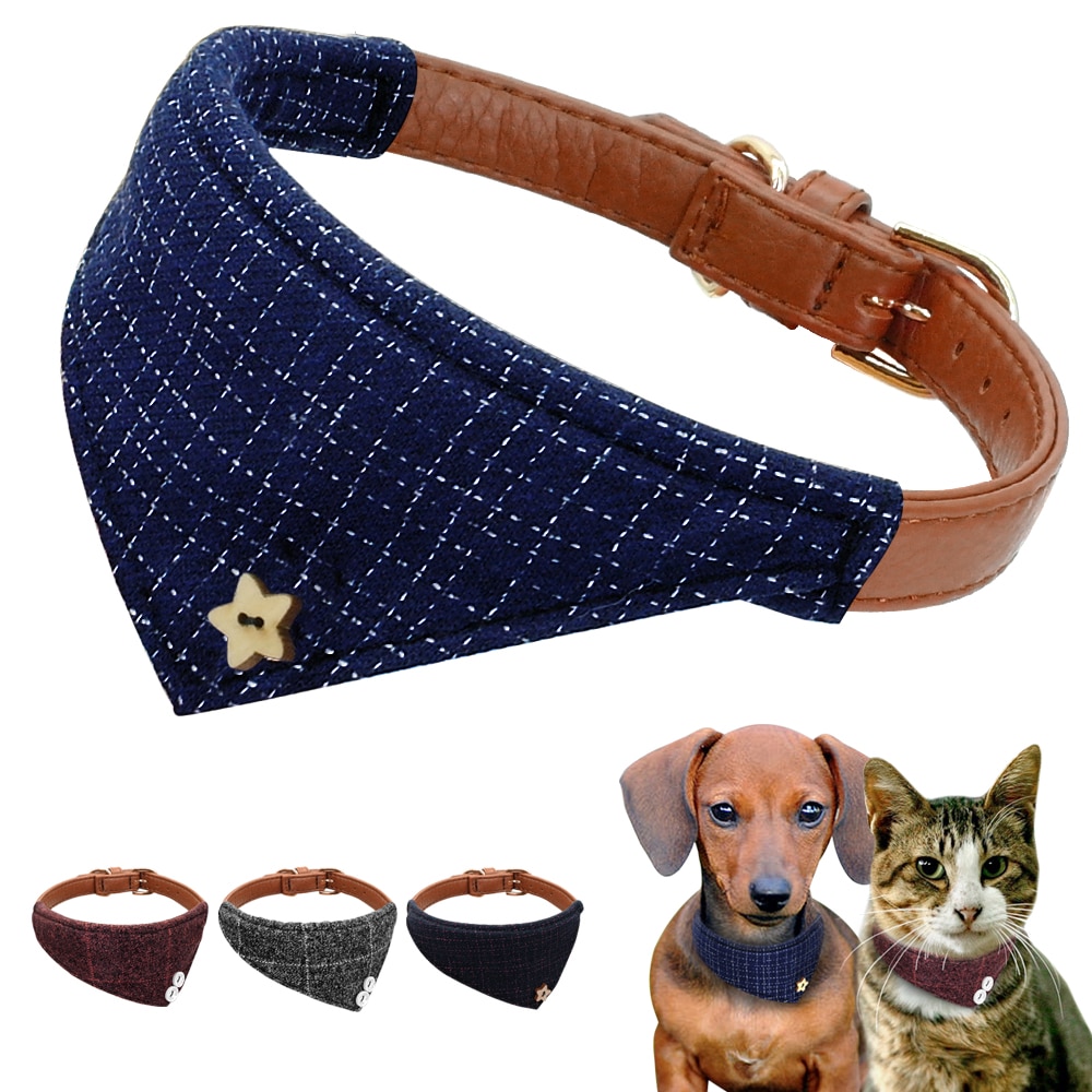 Hond Kraag Lederen Pet Bandana Sjaal Britse Stijl Kat Halsbanden voor Kleine Hond Puppy Bandage Bib Accessoires voor Chihuahua