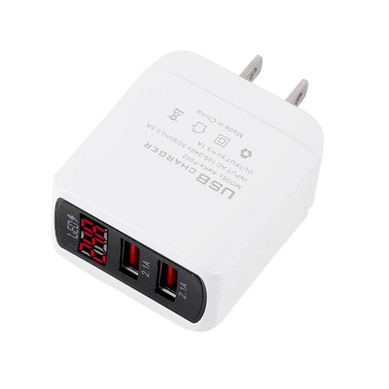 Digital Display Phone Charger 2 Port USB 2.1A Max Smart Fast Charger Travel Wall Charger Adapter For iPhone Samsung Xiaomi