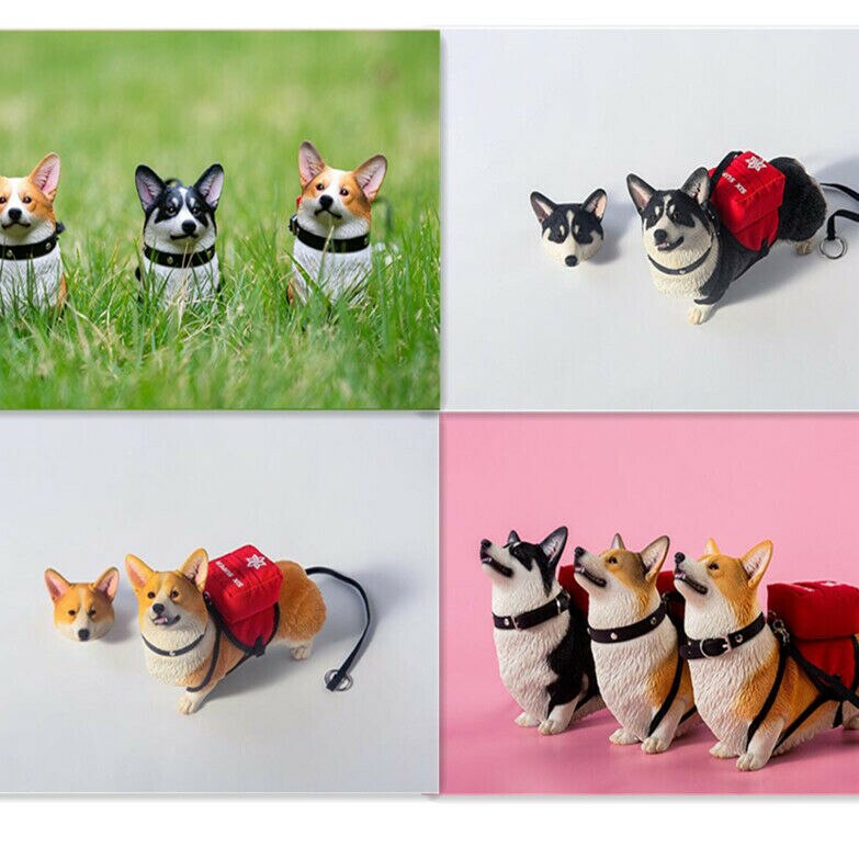 JXK 1/6 Replaceable Head Welsh Corgi Pembroke Model Animal Cute Healing Resin Figure Collector 2022 Decoration Kids Toy