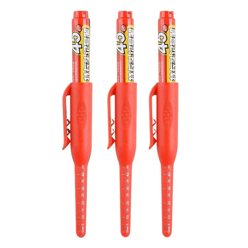 12-1Pcs Multi-Purpose 45mm Deep Drill Hole Long Nibs Waterproof Marker Pens for Bathroom Woodworking Long Head Carpenter Pen: Light Grey