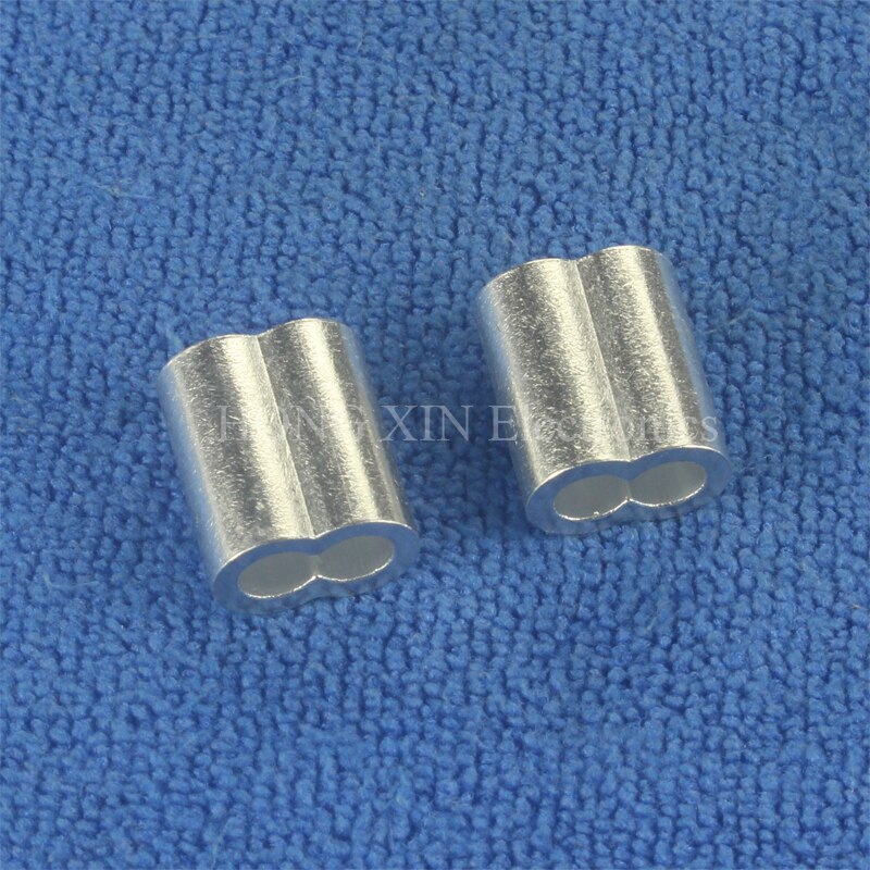 210pcs/set Aluminum Cable Crimps Sleeve Shape 8 Double Hole Ferrule Crimping Loop Oval Wire Rope Clip 1.2 1.5 2 2.5 3 4 mm