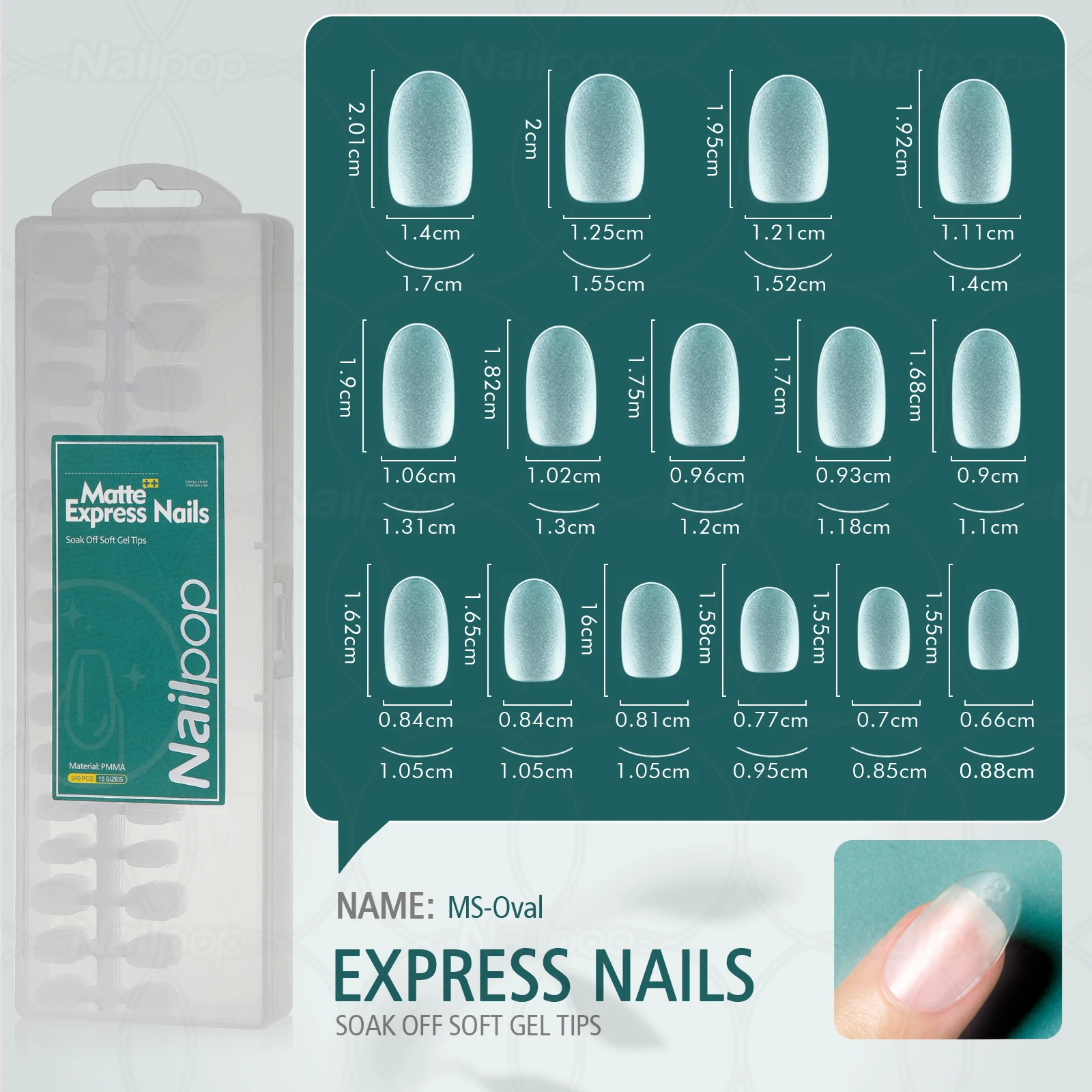 Nailpop 240 stks Matt Nail Capsule Gloednieuw Pre-buff Nail Tips voor Uitbreiding Hoge Matte Express Nagels Premium manicure: Donkergrijs
