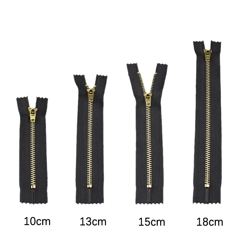 5 pièces 4 # Jeans fermeture éclair laiton métal fermeture autobloquante fermeture noir bleu 10/13/15/18cm tailleur bricolage vêtements sac couture Accessori