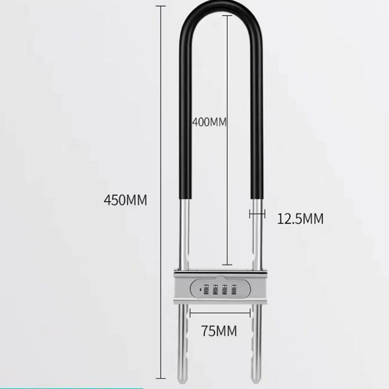 Password Fingerprint Glass Door Lock Push-pull Double Door U-lock Anti-shear Anti-theft Lock U-shaped Extension Lock Office: 2 Solid steel