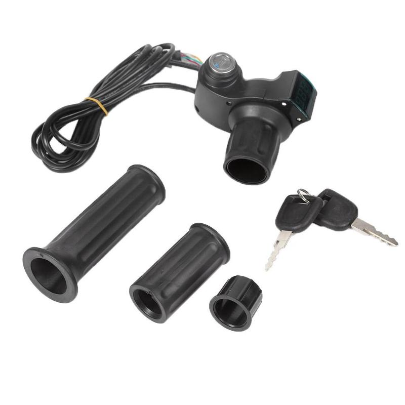 Elsykkel halvt håndledd gasshåndtak spenningsvisning e-sykkel halvgass på elsykkellås nøkkelhåndtak