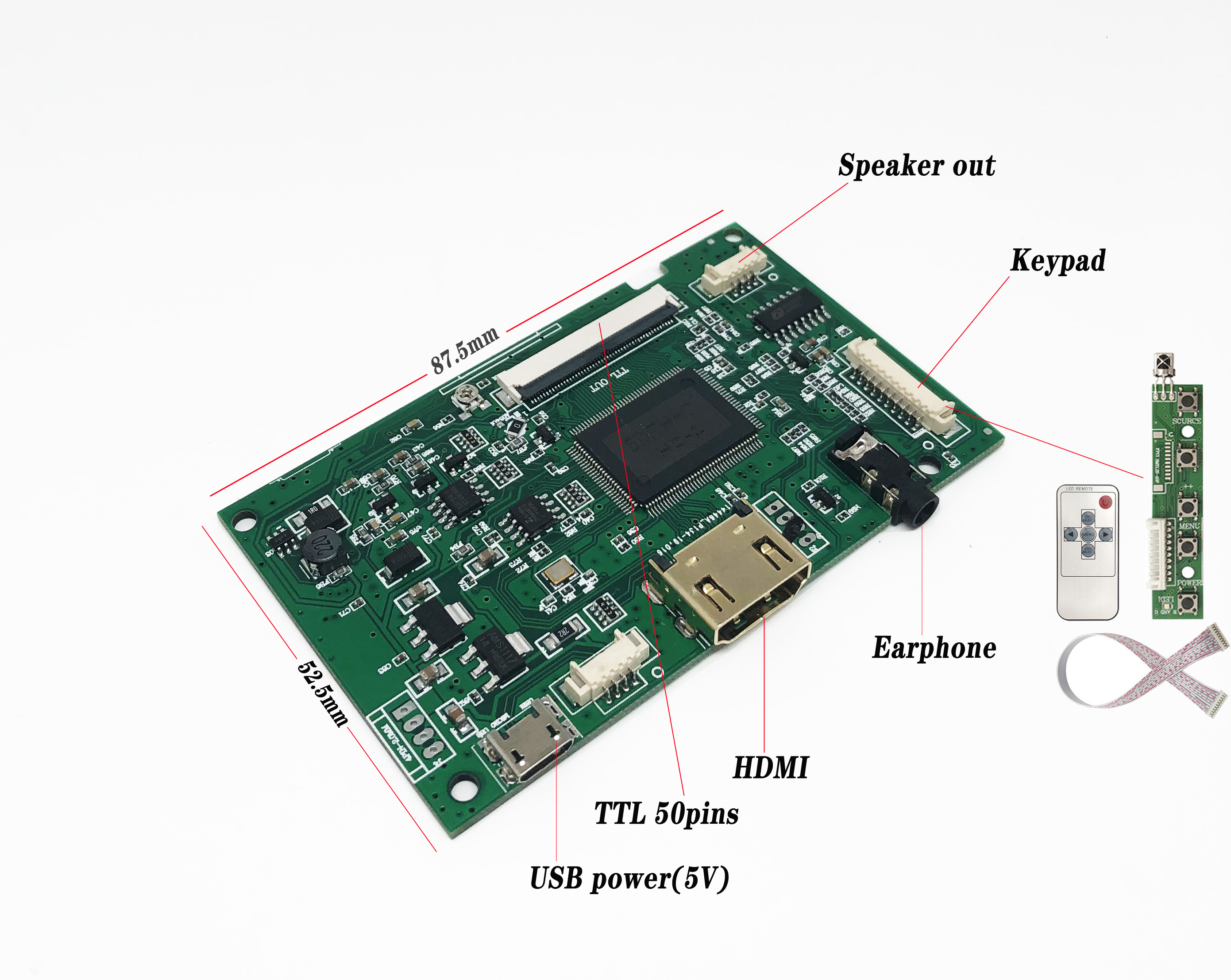 Bordo di Driver del Controller Dello Schermo LCD HDMI Per Innolux AT070TN90 AT090TN10 AT070TN93 AT080TN52 Micro USB 50 Spilli con GT911 touch