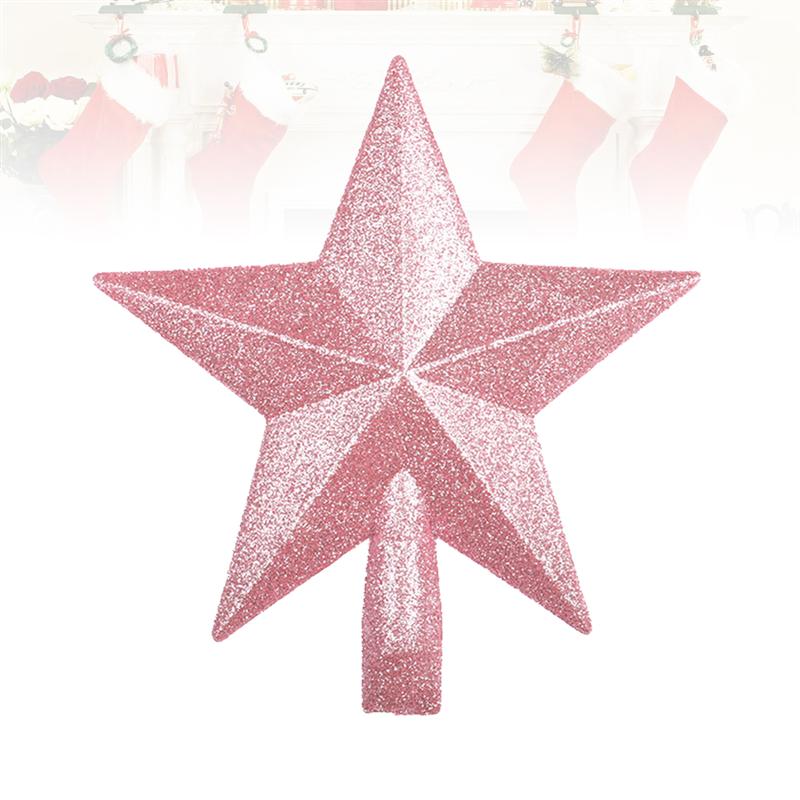 20cm Christmas Tree Sparkle Star Glittering Christmas Tree Topper Decoration Ornaments Home Decor (Pink)
