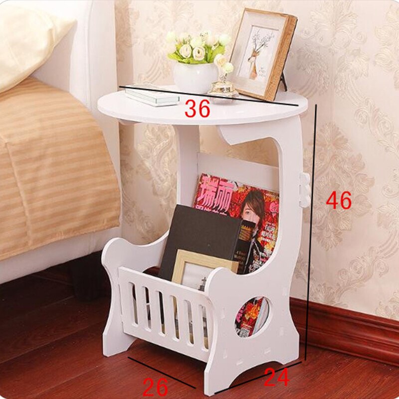 Mini Plastic Round Coffee Tea Table Home Living Room Storage Rack Bedside Table White #09