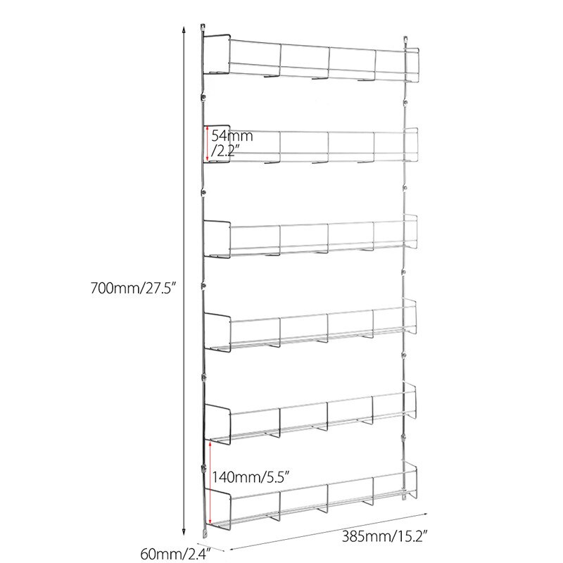 3/4/5/6 Tier Spice Seasoning Kitchen Rack Cabinet Shelf Door Organizer Wall Mount Holder Storage Shelf Pantry Space Saver Racks