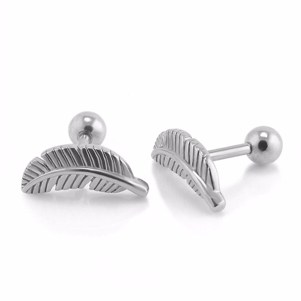 1 par retro punk mini blad engel fjer ørestikker brusk helix bar øreringe piercing smykker