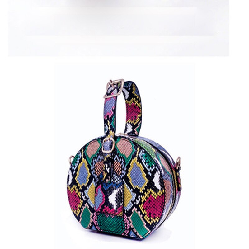 été sac de femmes serpent motif rond sac Portable décontracté plate-forme petit sac Match