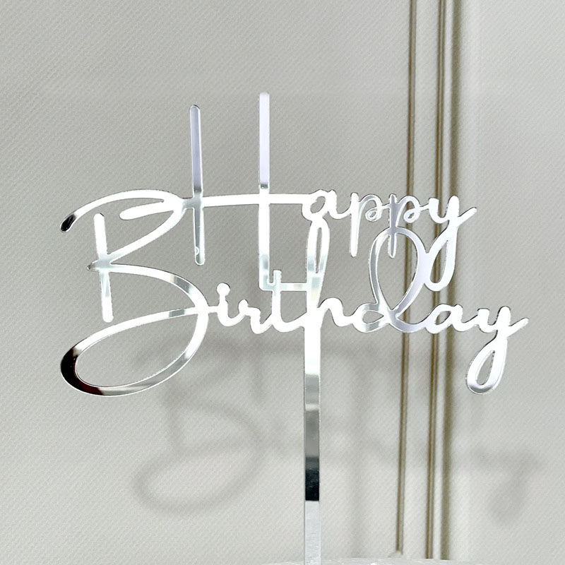 10Pcs/Pack Gold Silver Acrylic Cake Toppers Happy Birthday Cake Toppers For Womens Mens Kids Birthday Party Decor Baby Shower