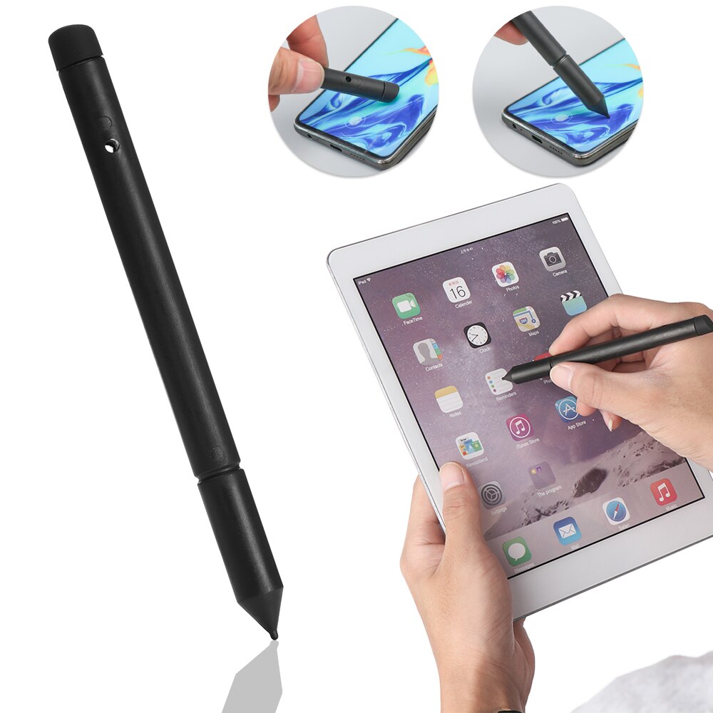 1 Pc Universele 2in1 Zwart Rubber Resistive Capacitieve Touchscreen Stylus Voor Iphone Ipad Tablet Gps Mobiele Telefoon Accessoires
