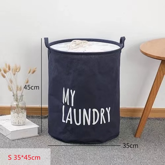 Foldable Laundry Basket for Dirty Clothes Multifunction Clothing Storage Baskets Large Capacity Toys Organizador Basket for Home: Navy 35-45cm