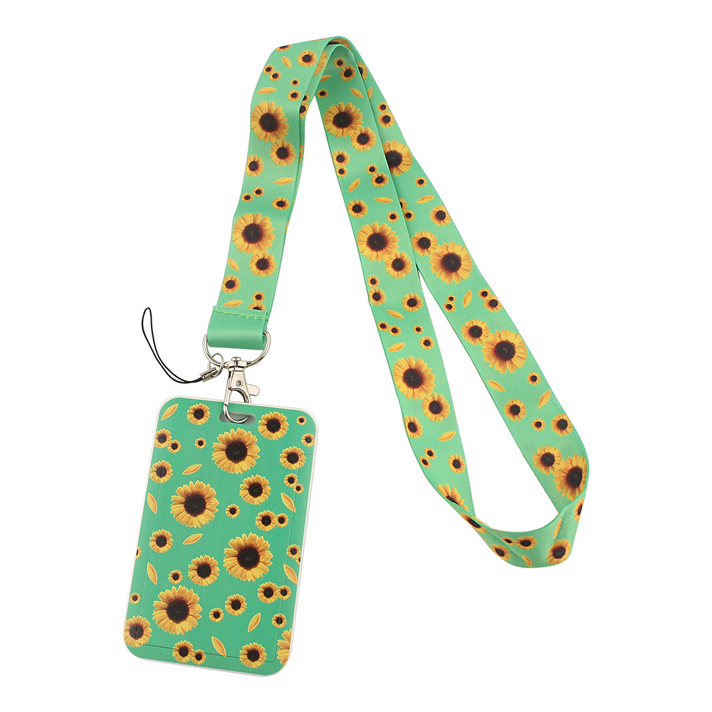 1Pcs Sunflower Lanyard Id Badge Holder Keychain ID Card Pass Gym Mobile Key Rings Nurse Accessories: NO.7
