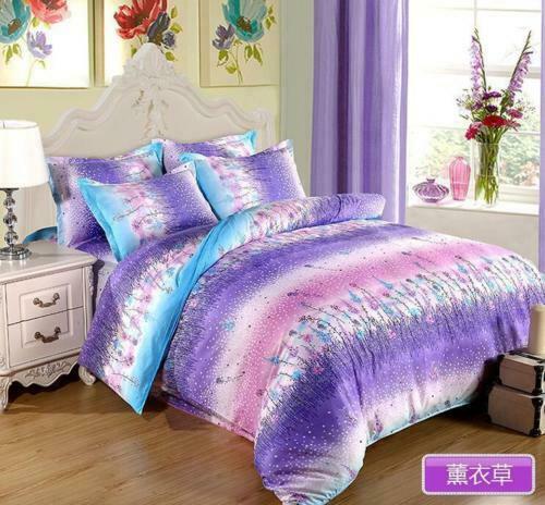 Paarse lavendel comfort dekbedovertrek voor tweepersoons bloemen  x7