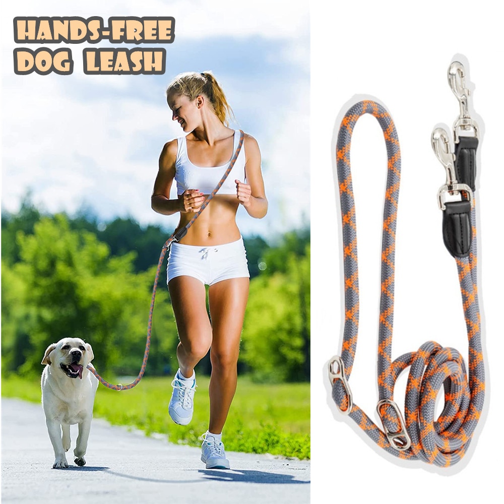 2.6m handsfree hundebånd til løping multifunksjonell hundetrening bånd nylon dobbel bånd til små valp &amp; butikk hunder