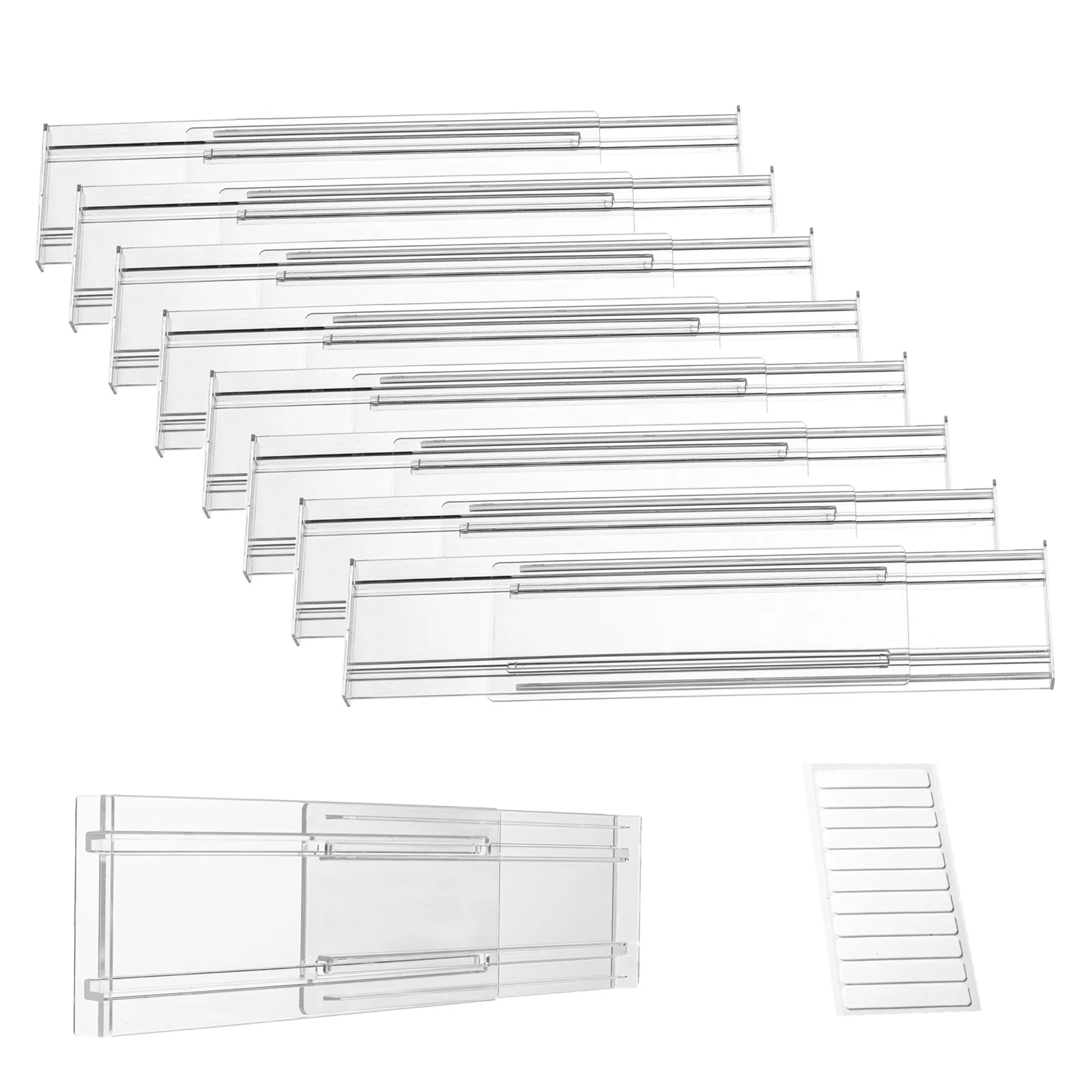 Drawer Dividers 4/8 Pack Adjustable Organizers Expandable Clear Dresser Organizer for Clothes Kitchen Cutlery Organizers Set