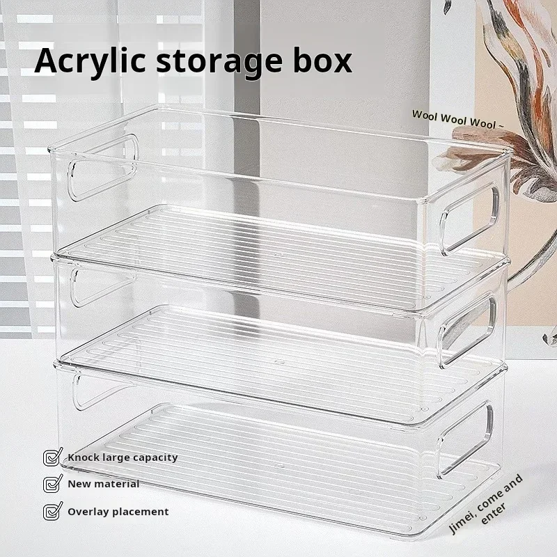 1 styck skrivbordsförvaringslåda plast akryl hylla förvaringskorg transparent vattentät högt estetiskt värde stapelbar låda