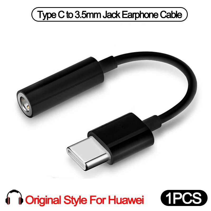 Type  c 3.5 jack øretelefon audio aux kabel til xiaomi samsung usb c  to 3.5mm hovedtelefonadapter til huawei  p20 p30 pro mate 20 30: 1 stk-sort huawei