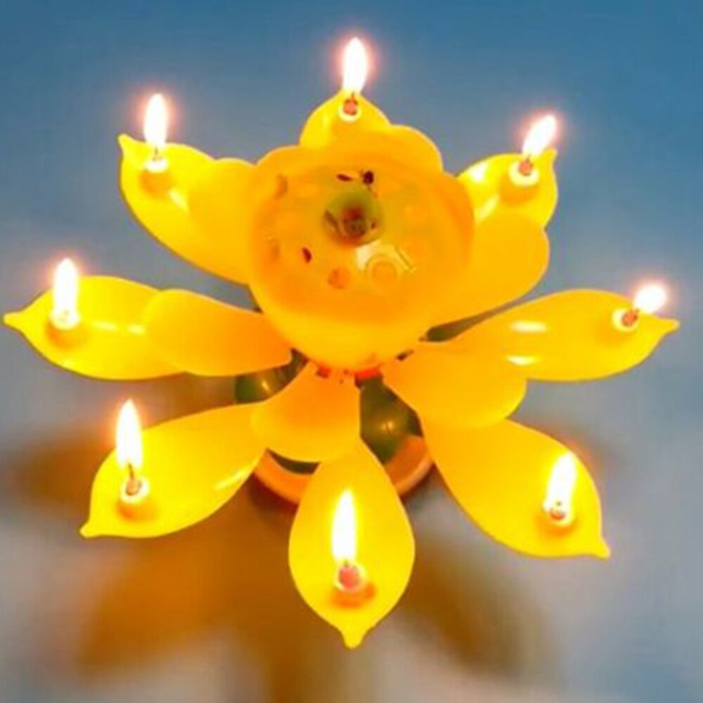 2 stk roterende lys fødselsdag musikalsk lotusblomst magisk kage lys glad diy fødselsdagsfest dekorationsforsyninger