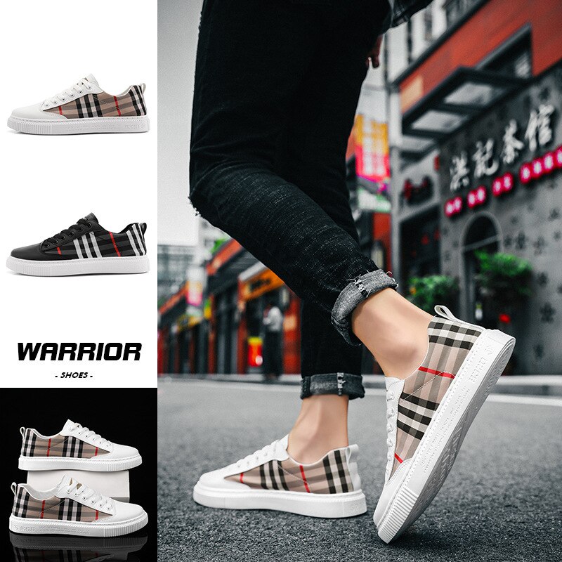 Skate Shoes Men's Low-Top Autumn Classic Plaid Single-Layer Shoes Korean Student White Shoes Men's Shoes sneakers