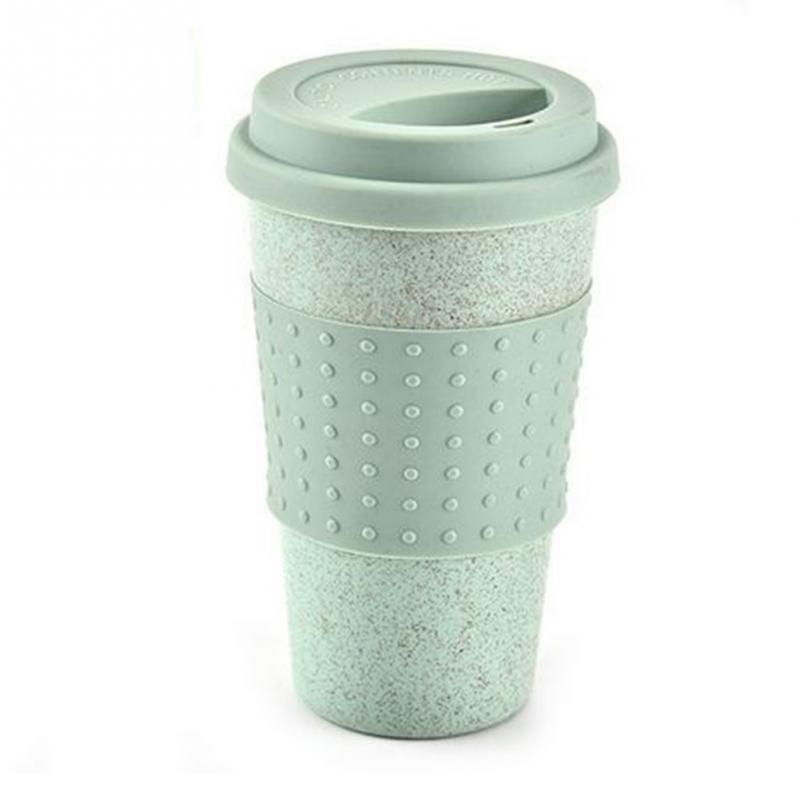 Portable Practical Reusable PP Biodegradable Wheat Straw Coffee Cups Eco Friendly Non-slip Solid Travel Car Mugs Useful Outdoor