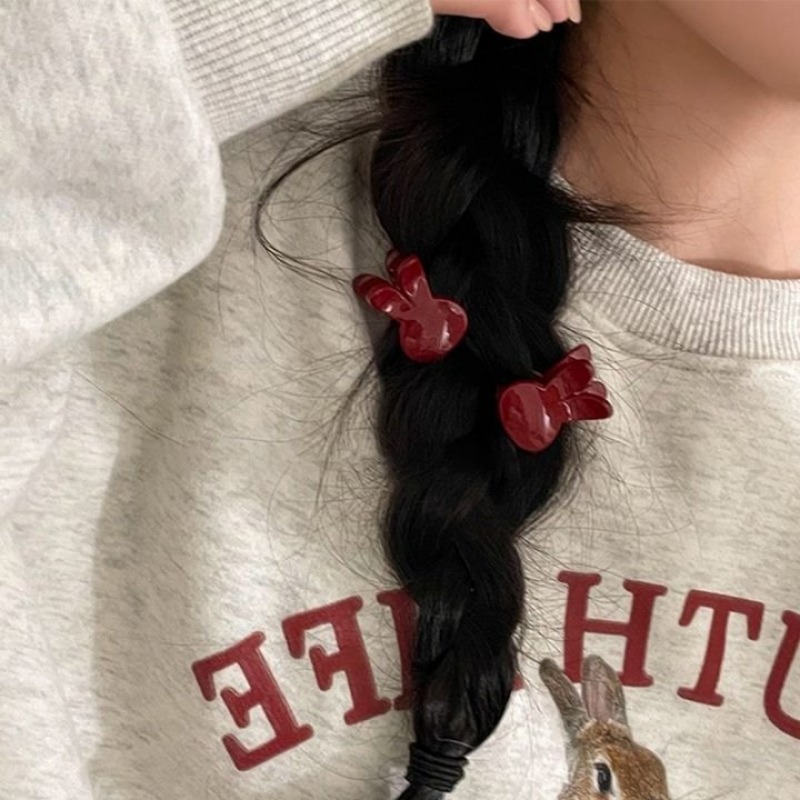 Griffes de cheveux de lapin rouge à la , pince à bec de canard, épingles à cheveux douces, fleur élégante, mini pince latérale, nouvelle , vêtements de sauna