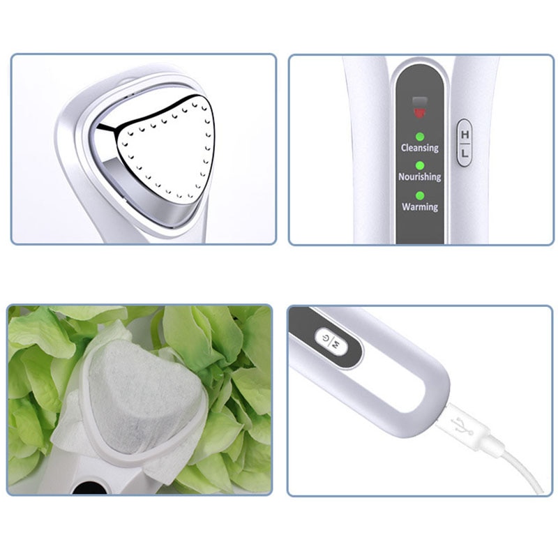 Ultrasonic Ion Vibration Deep Clean Skin Tightening Device Compress Facial Care Device Wrinkle Removal Skin Tightening