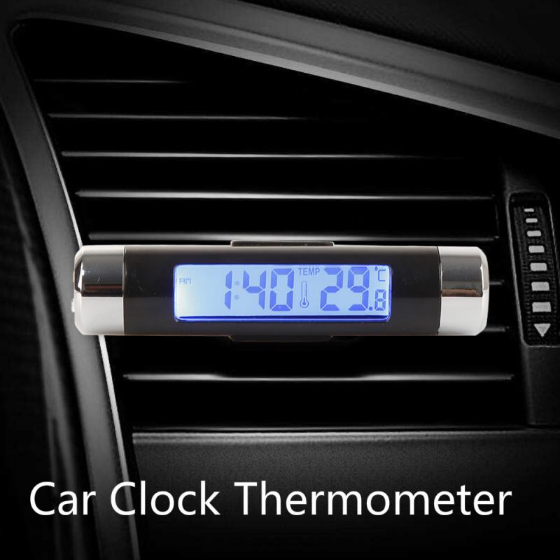 1PC Car LCD Digital Thermometer Car Dashboard Desk Date Time Calendar Clock LED Alarm Clock Display Function Clocks Авто