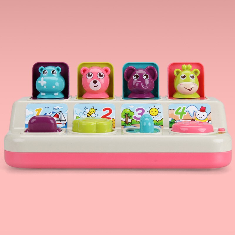 Peekaboo – jouet interactif Pop-Up en forme d&#39;animal de dessin animé, avec musique, pour enfants, formation à la mémoire, jeu de développement pour tout-petits: D