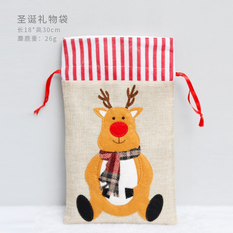 1pc Weihnachten Jute Tuch Kordel tasche Tasche Süssigkeit Paket Leinen Taschen für Weihnachten Party Neue Jahr Liefert navidad: 3