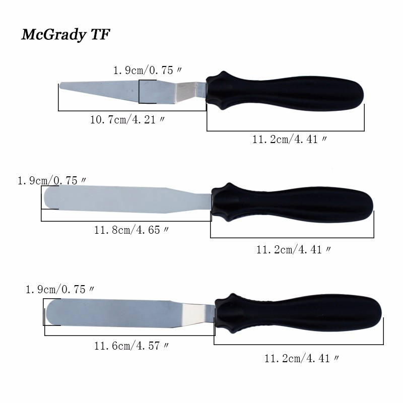 Mac Blade Angled Espatula Decoracao Doen Bolo 3 st Spatel Cake Icing Spatel Smooth Vullen Tool Cutter Set Bakken Gebak gereedschap