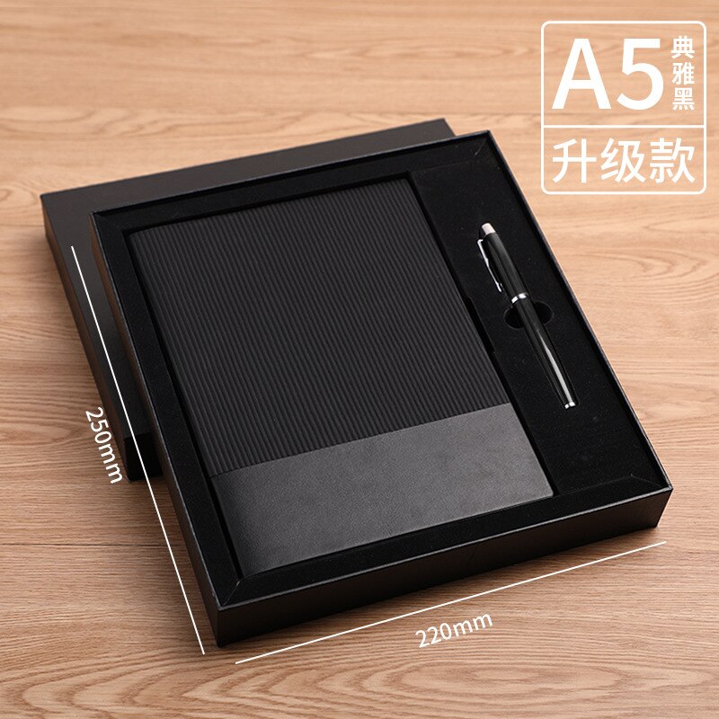 320 Pages Retro A5 Journal High-grade Soft Leather Stitching Notebook Set Stationery Planner Notepad Diary School Supplies: box -elegant black
