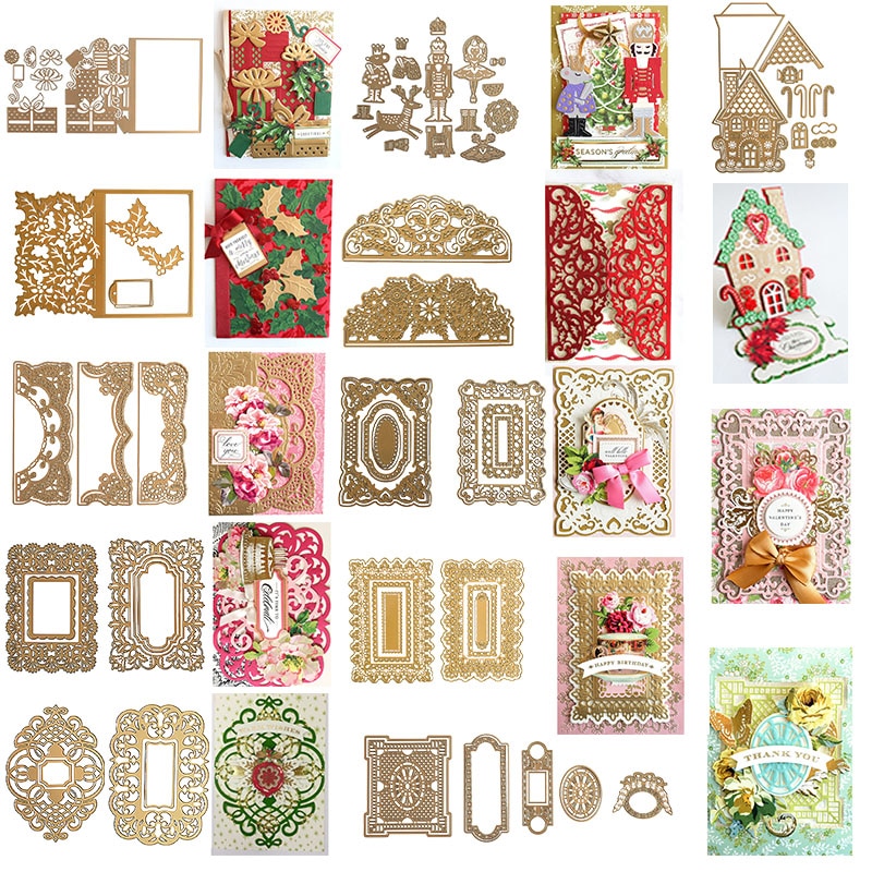 Rich lace decorative frame Fretwork Gingerbread House Radial Borders Metal Cutting Dies For DIY Scrapbooking Album Craft