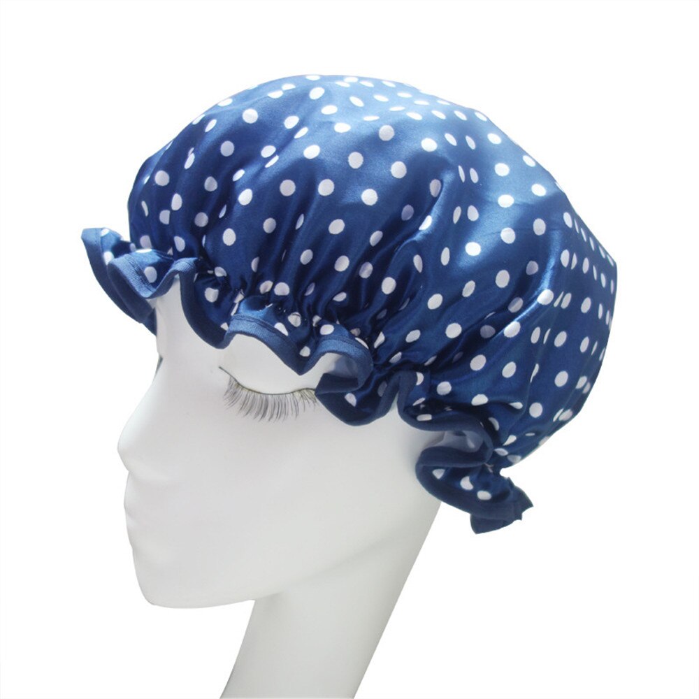 1 PC. cute thick shower caps Colorful bathroom shower caps hair Cover double waterproof shower cap for women: Blue