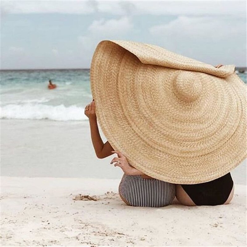 Zomer Super Grote Zonnehoed Mode Strand Caps Verstelbare Opvouwbare Stro Cap Cover Anti-Uv Zon Hoeden Strooien Hoed Strand va