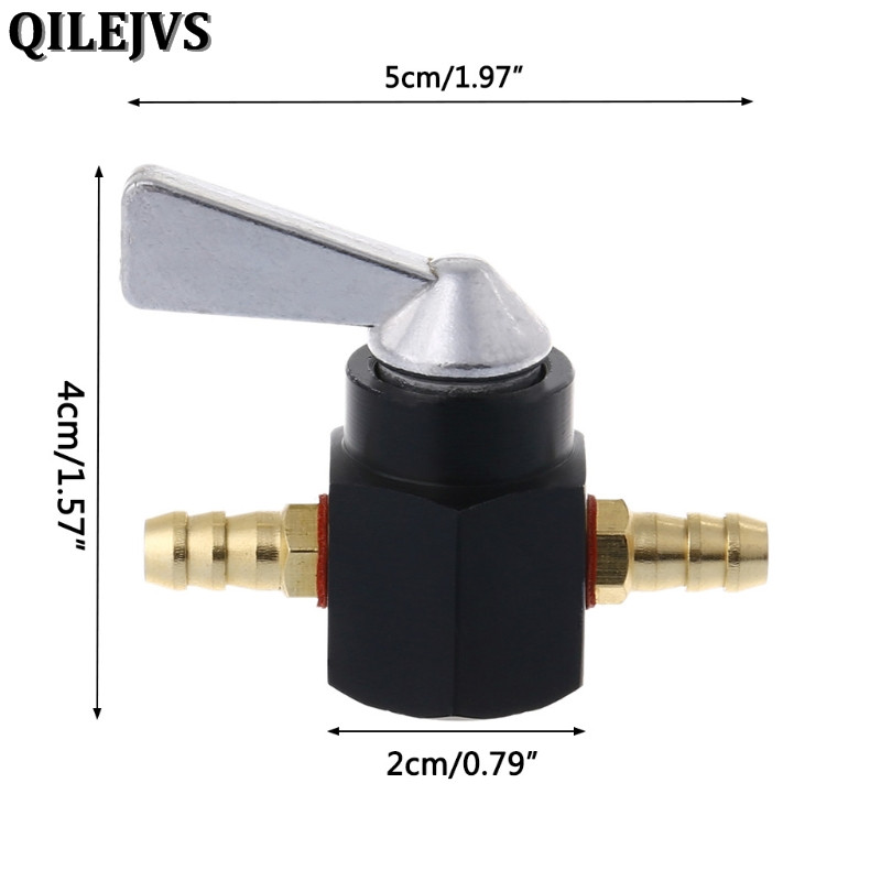 Qilejvs universele 6mm in-line benzinekraan / brandstofkraan motorfiets aan-uit benzinekraan brandstofschakelaar