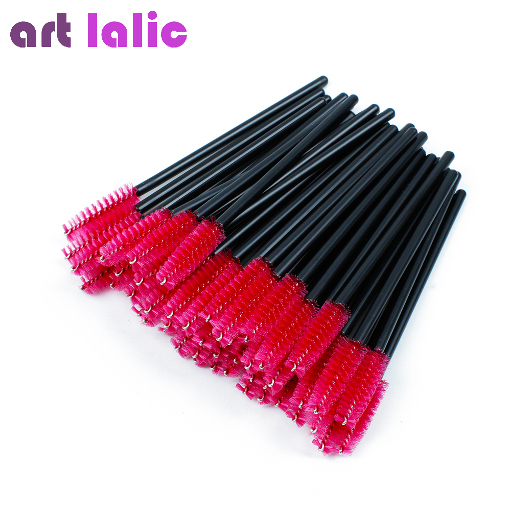 Artlalic 50 Stks/zak Roze Kleur Wegwerp Wimper Verlenging Borstel Mascara Wands Applicator Make-Up Cosmetische Tool