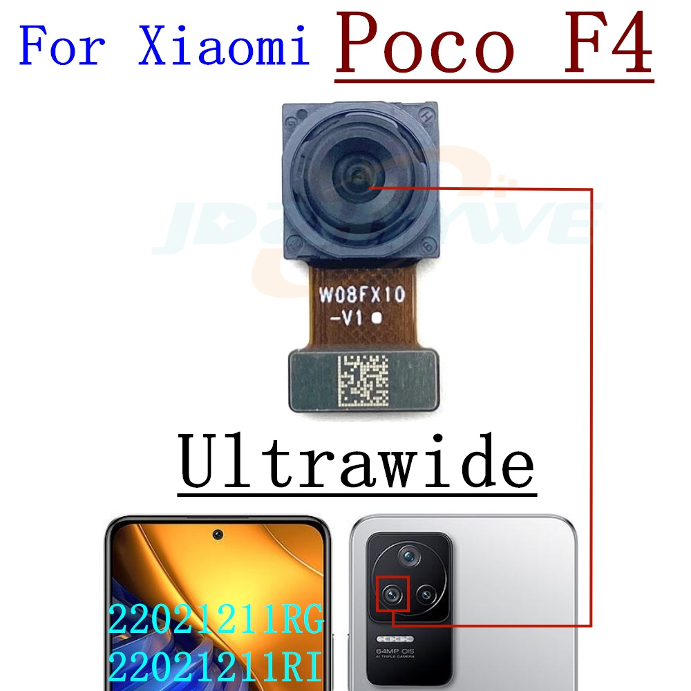 Cámara Frontal trasera para Xiaomi Poco F4 F3, Selfie Frontal, módulo de cámara ancha trasera principal, piezas de Cable flexible: Grey