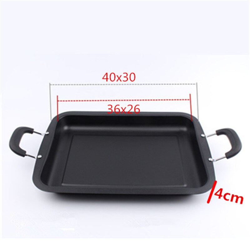 Fish Pan meat seafood Barbecue BBQ Rectangular Iron Plate Pan Commercially pan cooking pot hotpot grill tray cookware wok pan: 40x30xH4cm