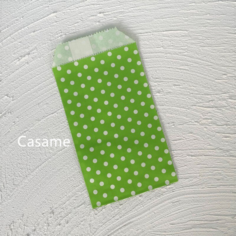 Sacs à bonbons biodégradables pour friandises, 100 pièces 8x15 cm, sacs en papier pour de fête, sac artisanal en papier imprimé à pois, sac de boulangerie, de mariage pour enfant: Green Dot
